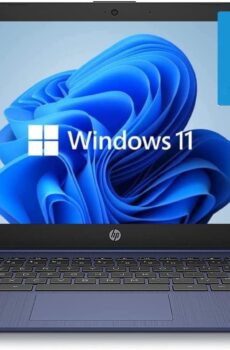 HP 14″ HD Touchscreen Laptop, Windows 11, Intel Celeron Dual-Core Processor Up to 2.60GHz, 4GB RAM, 64GB SSD, Webcam, Dale Blue (Renewed)