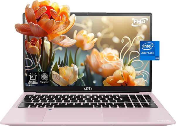 NIMO 15.6 FHD Student Laptop, 16GB RAM, 1TB SSD, Backlit Keyboard, Fingerprint, Intel Pentium Quad-Core N100 (Beat to i3-1115G4, Up to 3.4GHz), IPS Computer, Numpad, WiFi 6, Win 11, Rose Gold