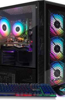 STGAubron Gaming PC Computer Desktop, Radeon RX 580 8G GDDR5, Intel 10th Gen G5905 3.5G, 16G RAM, 512G SSD, WiFi, BT 5.0, RGB Fan x 4, RGB Mouse Pad, Windows 11 Home