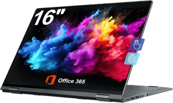 jumper 16 inch Convertible Laptop, 2 in 1 Laptop Computer with FHD 360 Degree Touchscreen, 4GB RAM 128GB Storage, Celeron N5095, Backlit Keyboard, Fingerprint Reader, 1 Year Office 365, 53.2WH - Image 2