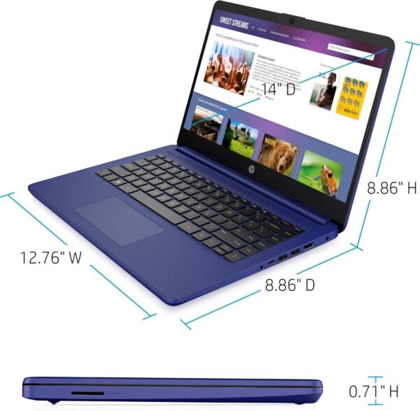 HP 14 Laptop • Back to School Limited Edition with Microsoft 365 • 4-Core Intel CPU • 16GB RAM •1600GB Storage (64GB OnBoard + 512GB P500 Portable SSD + 1TB OneDrive) • Indigo Blue • Win 11 - Image 8