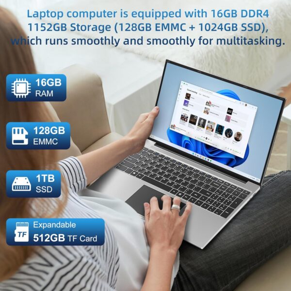 jumper Laptop Computer, 16 Inch FHD FHD 1920x1200 Display, 12th N95 CPU(Up to 3.4GHz), Laptops with 16GB RAM, 1152GB Storage, 38WH Battery, 2 Speakers, HDMI. - Image 5