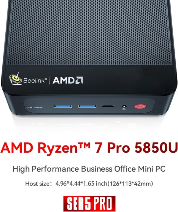 Beelink SER5 Pro Mini PC, AMD Ryzen 7 5850U(7nm, 8C/16T) up to 4.4GHz, Mini Computer 16GB DDR4 RAM 1TB NVME SSD, Micro PC 4K@60Hz Triple Display, Mini Gaming Computer WiFi6/BT5.2/54W/HTPC/W-11 Pro - Image 3