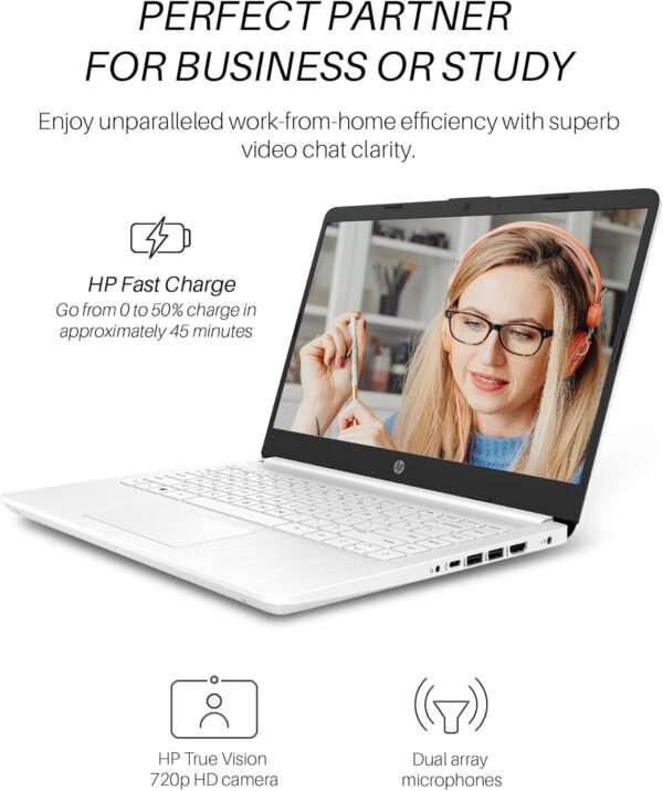 HP 14 Inch Laptop Students Business, with Windows 11 Pro, Intel Dual-Core N4120, 8GB RAM, 320GB Storage(64GB eMMC+256GB MSD), 12H Battery Life, Webcam, WiFi, 1-Year Office 365, Accessories - Image 6