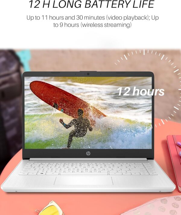 HP 14 Inch Laptop Students Business, with Windows 11 Pro, Intel Dual-Core N4120, 8GB RAM, 320GB Storage(64GB eMMC+256GB MSD), 12H Battery Life, Webcam, WiFi, 1-Year Office 365, Accessories - Image 7