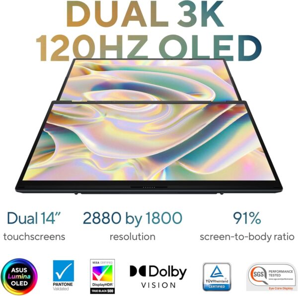 ASUS Zenbook Duo Laptop, Dual 14” OLED 3K 120Hz Touch Display, Intel Evo Certified, Intel Core Ultra 9 285H, Intel Arc Graphics, 32GB RAM, 1TB SSD, Windows 11, Inkwell Gray, UX8406CA-PS99T - Image 6