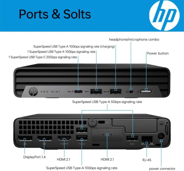 HP Pro 400 G9 Mini PC Desktop Computer, Intel CPU, 32GB DDR5 RAM, 1TB PCIe SSD, Triple 4K Display Support, USB-C, Ultra-Quiet Design, Bluetooth 5.2, WiFi 6, Keyboard and Mouse, Windows 11 Pro - Image 4