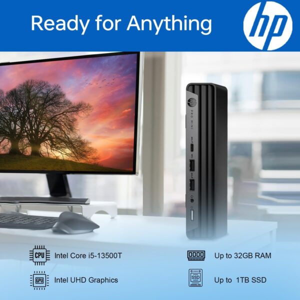 HP ProDesk 400 G9 Mini Business Desktop, 13th Gen Intel 14-Core i5-13500T (Beat i7-12700), 32GB RAM, 1TB PCIe SSD, Wi-Fi 6, HDMI, DP, Support 3-Monitor 4K, Wired Keyboard and Mouse, Windows 11 Pro - Image 6