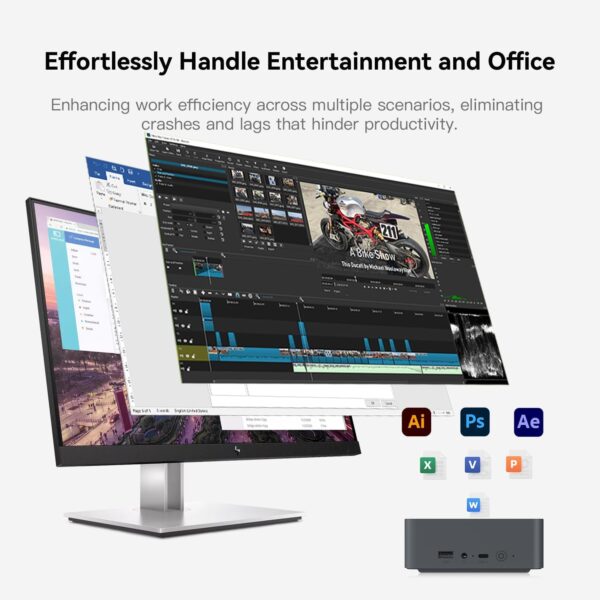 Beelink EQR5 Mini PC AMD Ryzen 5 Pro 5650U(6C/12T,up to 4.2GHz),8GB DDR4 RAM 500GB PCIE3.0 SSD Dual LAN Mini Computer,Support Dual Screen Display(2*HDMI)/WiFi6/BT5.2/Build-in Power Supply Micro PC - Image 8