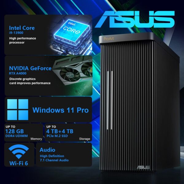 ASUS ProArt Station PD500TE Desktop, Intel i9-13900, NVIDIA RTX A4000(Beats RTX 4060), Multizone Cooling, 64GB RAM, 2TB SSD, Win11P, for Designing, Work Station Bundle with TUF Gaming VP4700 Backpack - Image 3