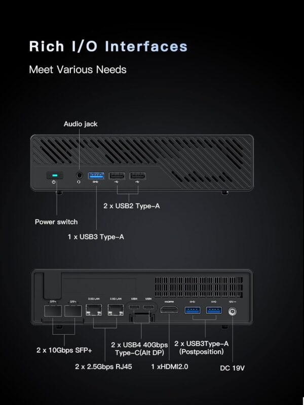 MINISFORUM MS-01 Mini Workstation Core i9-12900H Barebone Version Mini PC, HDMI + 2xUSB4 8K Display, 2x10G SFP+ Port, 2x2.5G LAN Port, Support M.2 2280/22110/U.2 SSD/RTX 3050 Graphics Cards - Image 7