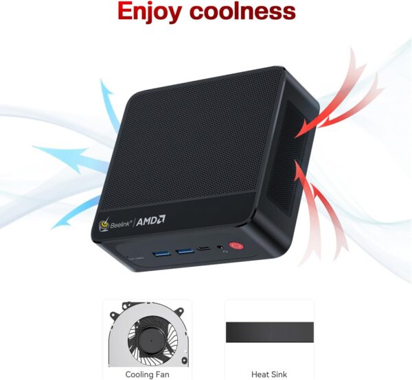 Beelink SER5 Mini Pc,AMD Ryzen 7 5850U PRO(8C/16T,up to 4.4GHz),Mini Computer with 16GB DDR4 RAM/500GB M.2 2280 SSD,Micro Pc Support 4K FPS,WiFi6/BT5.2/USB3.2/Home/Office/Game - Image 6