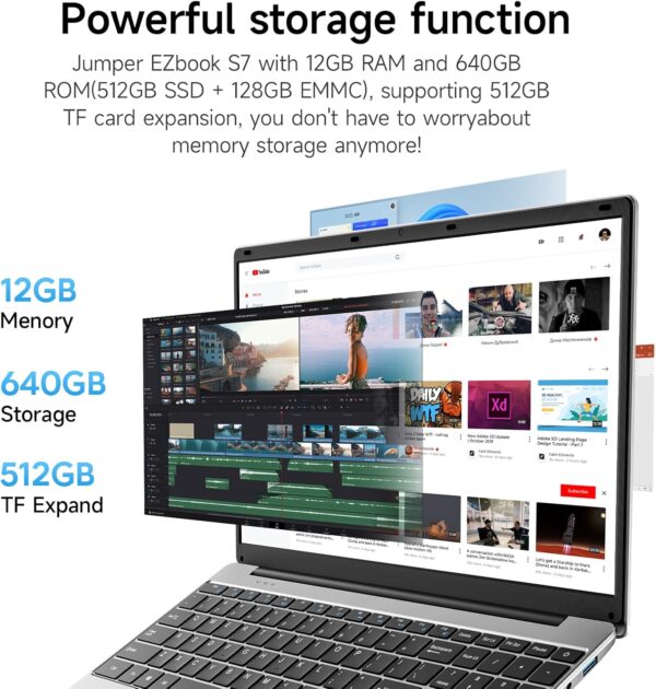 jumper Laptop, 12GB RAM 640GB Storage, 5305U Processor, 15.6 Inch Computer, FHD IPS Screen, 38Wh Battery, 2 Stereo Speakers, USB3.0 * 2, Type-C, WiFi-5. - Image 3