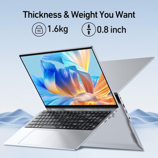 2025 Latest 16'' Full HD Laptop Computer Windows 11, 16GB RAM 512GB PCIe SSD, 12th Gen Intel N95 Processor(Max 3.4GHz), Work Laptop with Backlit KB, Type-C, HDMI, BT, WiFi, Webcam (Silver) - Image 6