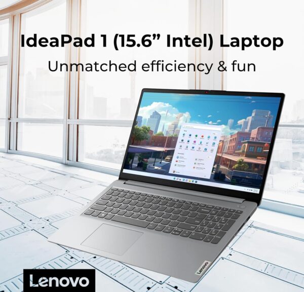 Lenovo IdeaPad 1 Student Laptop, 15.6" FHD Display, Intel Dual Core Processor, 8GB RAM, 128GB SSD + 128GB eMMC, 1 Year Office 365, Wi-Fi 6, SD Card Reader, W11H, Grey, Additional 1 Yr ADP - Image 3