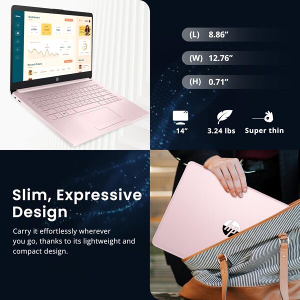 HP Flagship 14" Laptop with 1 Year Office 365 | 16GB RAM | 1.22TB Storage(64GB eMMC & 160GB Docking Station & 1TB Cloud Storage) | Intel 4-Core Processor| Webcam | Wi-Fi | Windows 11 | Pink - Image 9