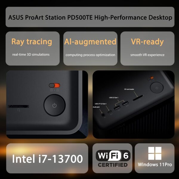 ASUS ProArt Station PD500TE High-Performance Desktop, Intel i7-13700, GeForce RTX 4070, Multizone Cooling, 64GB RAM, 4TB SSD, for Designing, 3D Modeling, with Thunderobot ML101 Wireless Mouse Bundle - Image 3