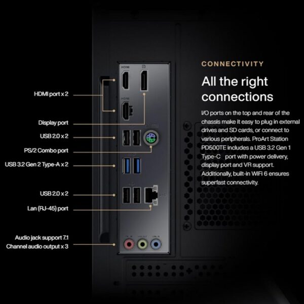 ASUS ProArt Station PD500TE High-Performance Desktop, Intel i7-13700, GeForce RTX 4070, Multizone Cooling, 64GB RAM, 4TB SSD, for Designing, 3D Modeling, with Thunderobot ML101 Wireless Mouse Bundle - Image 7