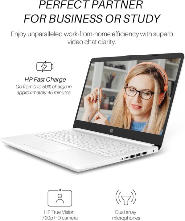 HP 14" Laptop Student Business, with Office Lifetime License & Windows 11 S, Intel Dual-Core N4120, 8 GB RAM, 320 GB Storage(64GB eMMC+256GB Micro SD), Ultra Light, Webcam, WiFi, HDMI, White - Image 5