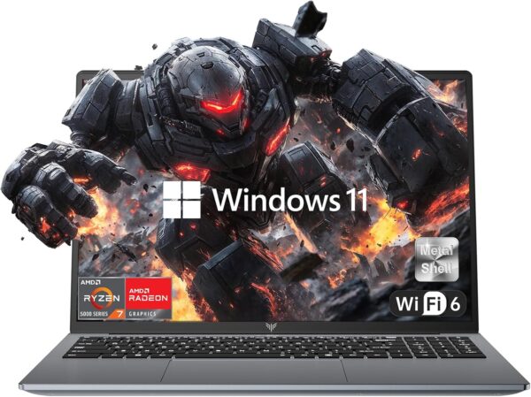 2025 Gaming Laptop, Laptop with AMD Ryzen 7 5700U (8C/16T, Up to 4.3GHz), 16GB RAM 512GB NVMe SSD Laptop Computer, Radeon RX Vega 8 Graphics, 16.1-inch FHD Display, WiFi 6, 53Wh Battery, Backlit KB - Image 2