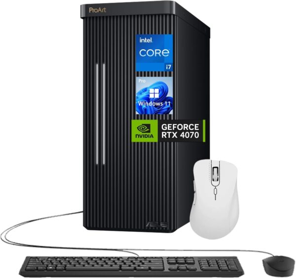 ASUS ProArt Station PD500TE High-Performance Desktop, Intel i7-13700, GeForce RTX 4070, Multizone Cooling, 64GB RAM, 4TB SSD, for Designing, 3D Modeling, with Thunderobot ML101 Wireless Mouse Bundle - Image 2