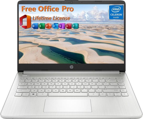 HP 14 Inch Laptop Student Business, with Office Lifetime License & Windows 11 Pro, Intel Dual-Core N4120, 16GB RAM, 384GB Storage(128GB eMMC+256GB MSD), Ultra Light, Webcam, WiFi, Designed Mouse - Image 2