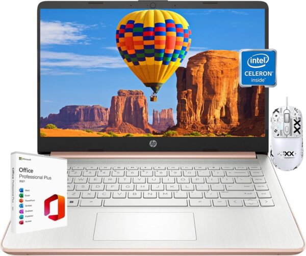 HP 14" Laptop Student Business, with Office Lifetime License & Windows 11 S, Intel Dual-Core N4120, 8 GB RAM, 384 GB Storage(128GB eMMC+256GB Micro SD), Ultra Light, Webcam, WiFi, HDMI, Rose Gold - Image 2