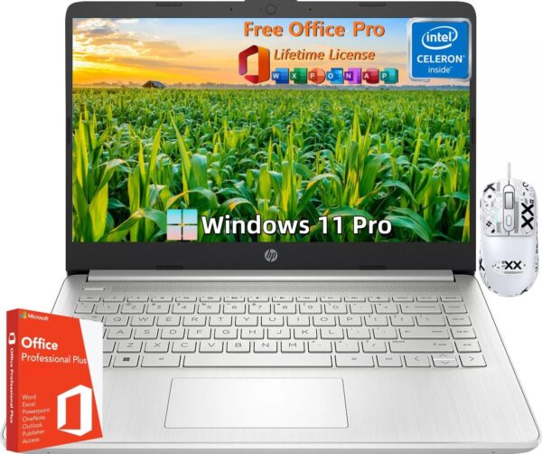 HP 14" Laptop for Student Business, with Office Lifetime License & Windows 11 Pro, Intel Dual-Core N4120, 16 GB RAM, 384 GB Storage(128GB eMMC+256GB Micro SD), Ultra Light, Webcam, WiFi, HDMI, Silver - Image 2