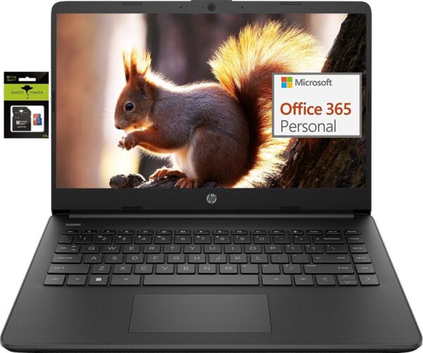 HP 14 Premium HD Portable Laptop Computer Students Business, Quad-Core Intel Celeron Processor, 8GB RAM, 256GB Storage(128GB eMMC+64GB Ghost Manta SD Card), 1 Year Office 365, HDMI, Win 11 - Image 2