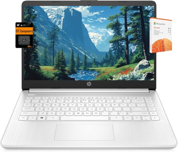 HP 14" Ultra Light Laptop for Student & Home (Intel Quad-Core N4120, 4GB RAM, 128GB(64GB + 64GB SD), 1-Year Office 365) 11-Hr Long Battery Life, Webcam, WiFi, Win 11 Home in S Mode - Snow White - Image 2