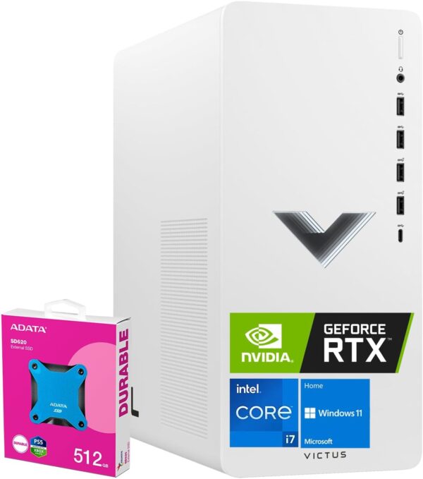 HP Victus 15L i7 RTX 4060 Premium Gaming Desktop, Intel i7-14700F, GeForce RTX 4060, 3D modeling, 32GB RAM, 1TB SSD, Wi-Fi 6, Displayport, Type-C, Windows 11 Home, Bundle with ADATA 512GB External SSD - Image 2