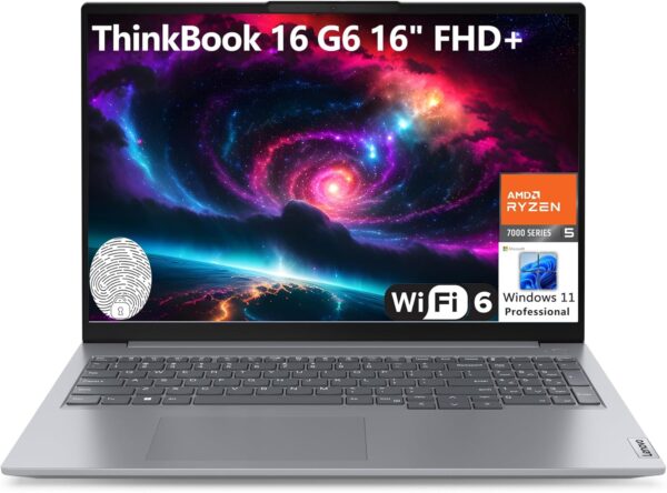 Lenovo ThinkBook 16 G6 16" FHD+ Laptop Computer, Hexa-Core AMD Ryzen 5 7430U (Beat i7-1355U), 16GB DDR4 RAM, 512GB PCIe SSD, WiFi 6, Bluetooth 5.3, Fingerprint Reader, Windows 11 Pro, AZ-XUT - Image 2