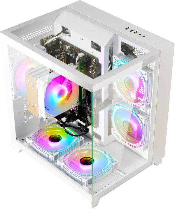 LXZ Desktop Computer AMD Ryzen 7-5700G 8 core 3.9GHz, 16G DDR4 RAM, 1TB NVME SSD, Tower Computer with 600W Power Supply for Gaming, Home and Office (White) - Image 3