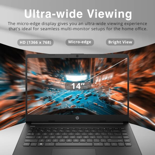 HP Stream 14" HD BrightView Laptop, Intel Celeron N4120 Processor, 4GB RAM, 64GB SSD, Intel UHD Graphics, 720p Webcam, WiFi, HDMI, Win 11 S, Black (Renewed) - Image 4