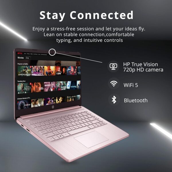 HP Stream 14" HD BrightView Laptop, Intel Celeron N4120 Processor, 16GB RAM, 64GB SSD, Intel UHD Graphics, 720p Webcam, WiFi, HDMI, Win 11 S, Pink (Renewed) - Image 5