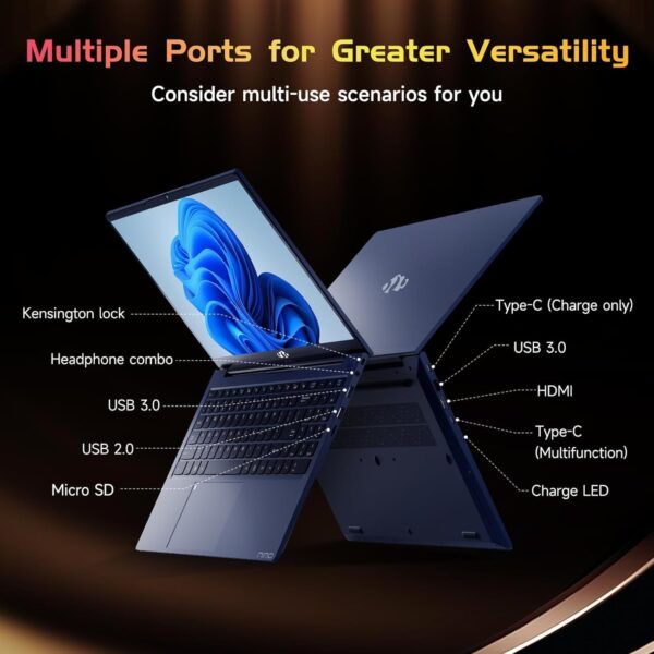 15.6" FHD IPS Business Laptop, 32GB RAM 1TB SSD, AMD Ryzen 5(Beat i3-1215U, 4 Cores Up to 3.7GHz), 65W Type-C, 2 Years Warranty, Fingerprint, Backlit Keyboard, Wi-Fi 5, BT5.2, Numpad, Blue - Image 7