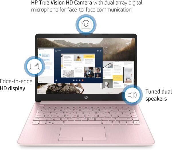 HP New 14" HD Ultra Light Thin Laptop, Quad-Core Intel Celeron Processor, 16GB RAM, 320GB (64GB eMMC+ 256GB Card), Wi-Fi, Upto 11 Hours, Windows 11 S + 1 Year Office 365+HubxcelAccessory, Pink - Image 8