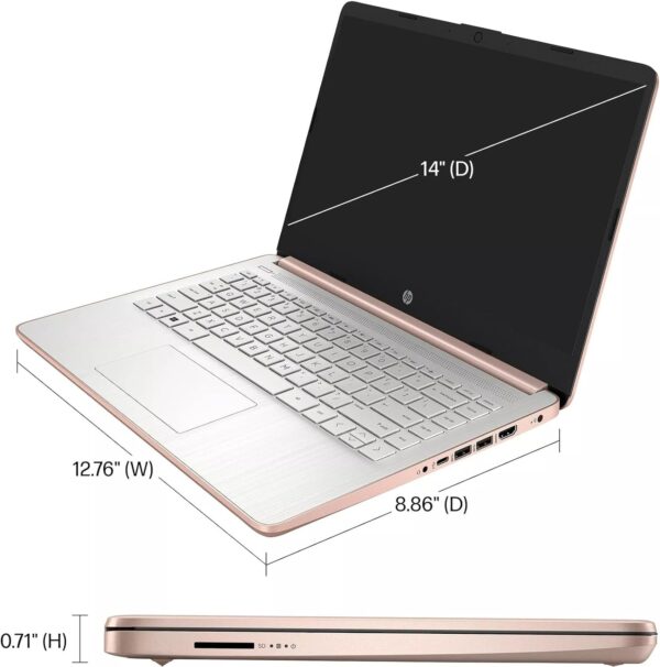 HP Ultra-Thin Everyday Laptop Notebook - Windows 11 Pro & 1-Year Microsoft 365, 16G RAM, 384G Storage(128G eMMC+256G SD Card), Intel Quad-Core CPU, 14" Anti-Glare HD Display, Webcam, Long Battery Life - Image 7