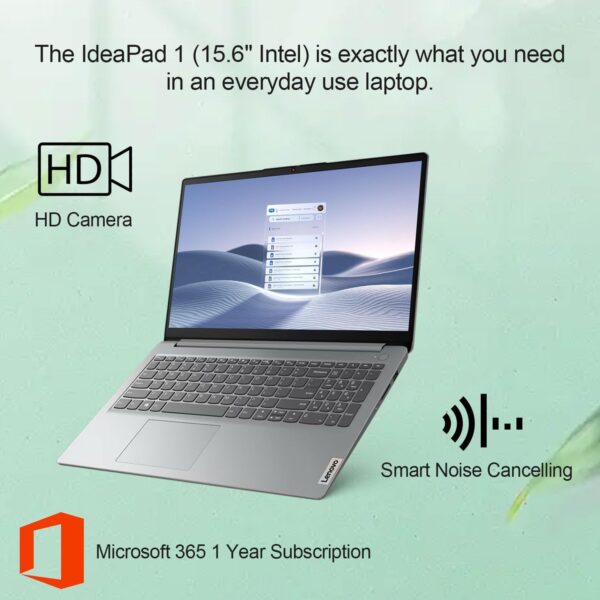 Lenovo IdeaPad 1 Home Laptop, 15.6" FHD Display, Intel Celeron Dual Core Processor, 12GB RAM, 384GB Storage(128GB eMMC + 256GB PCIe), 1 Yr Office 365, Wi-Fi 6, W11H, Additional 1 Yr ADP - Image 3