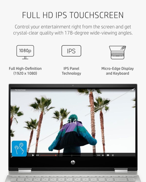 HP Pavilion x360 14” Touchscreen Laptop, 11th Gen Intel Core i5-1135G7, 8 GB RAM, 256 GB SSD Storage, Full HD IPS Display, Windows 10 Home OS, Long Battery Life, Work & Streaming (14-dw1024nr, 2021) - Image 5