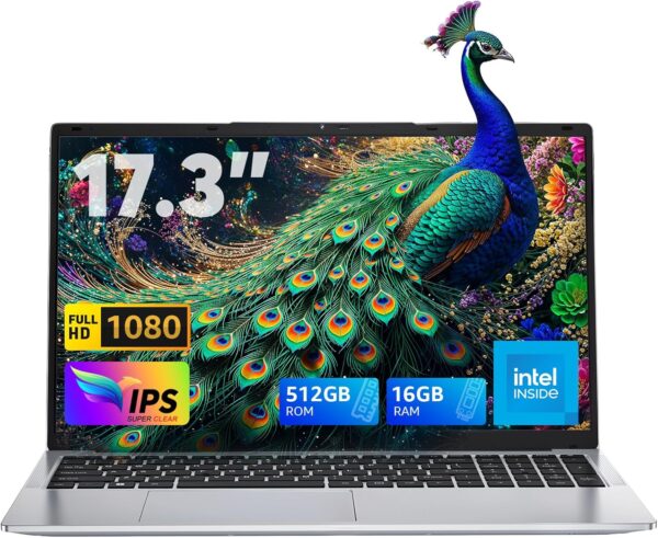 ACEMAGIC 2025 Laptop,17.3-Inch FHD Display Laptop Computer with Quad Core-12th Alder Lake N97(Up to 3.6GHz), 16GB RAM 512GB ROM Gaming Laptop Computer, 6000Mah Battery,Silver - Image 2