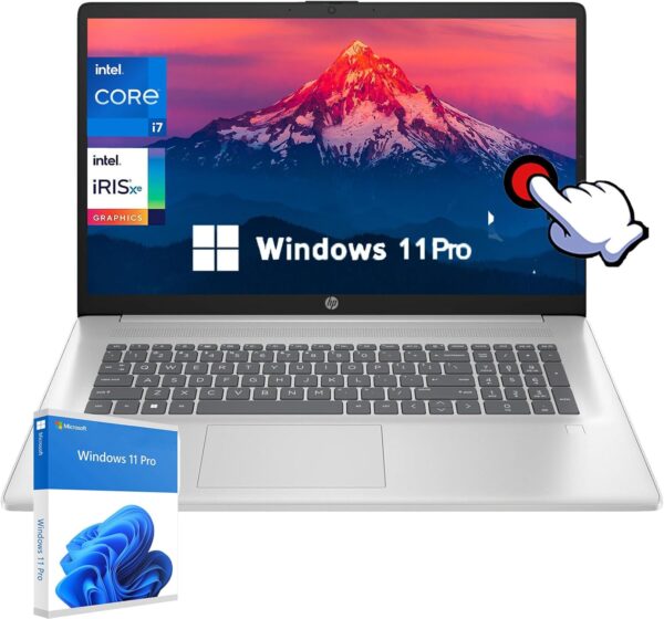 HP 17 Touchscreen Laptop Computer - 17.3" Touch HD+ Display, Intel Core i7-1355U, 64GB RAM, 4TB SSD, Win 11 Pro, Fingerprint Reader, WiFi 6, HD Webcam, Keyboard with Numeric keypad, with Accessories - Image 2