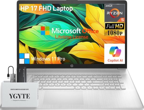 HP 2025 17 Inch Laptop Computer, 17.3 IPS FHD Business Laptop PC, AMD Ryzen 5 6-Core, 64GB RAM 2.5TB Storage (2TB SSD+512GB PSSD), Windows 11 Pro Laptop Copilot AI Lifetime Office, 10-Key Number Pad - Image 2