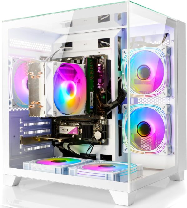 LXZ Desktop Computer AMD Ryzen 7-5700G 8 core 3.9GHz, 16G DDR4 RAM, 1TB NVME SSD, Tower Computer with 600W Power Supply for Gaming, Home and Office (White) - Image 2