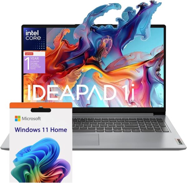 Lenovo Essential Laptop | Ideapad 1i | 12GB RAM | 15.6" FHD Display | 512GB PCIe+128GB eMMc Storage | 1 Yr Office 365 + Lenovo ADP | Intel Dual-Cores Processor | HDMI | Wi-Fi 6 | Win 11 Home | Gray - Image 2