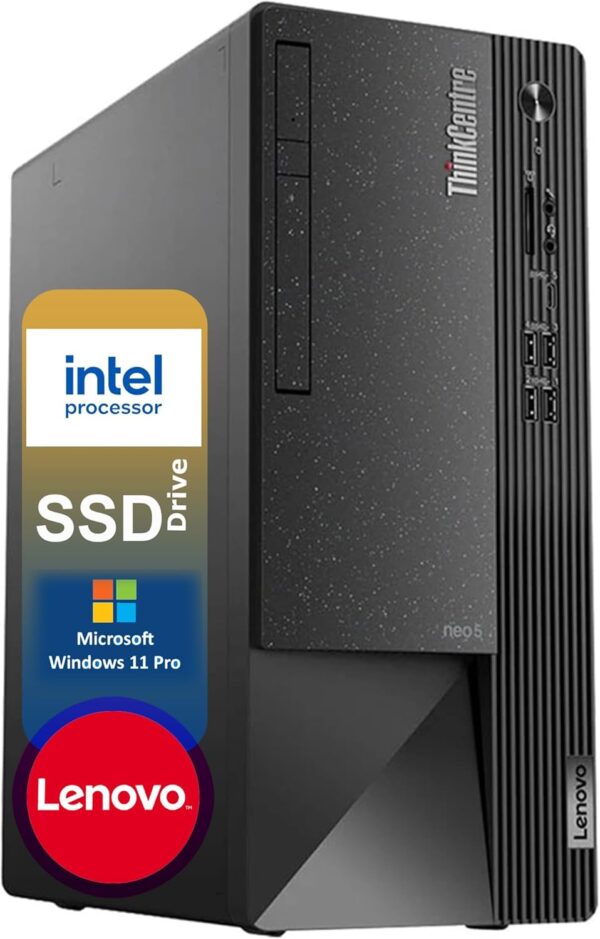 Lenovo ThinkCentre Business Desktop| Intel Quad-Core Processor | 64GB RAM | 1TB SSD & 1TB HDD | Support Upto 3 Monitors | HDMI & USB-C | Ethernet | Wi-Fi | Bluetooth | Keyboard & Mouse| Windows 11 Pro - Image 2