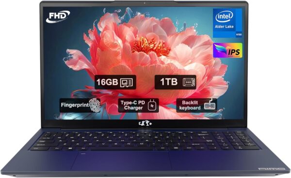 NIMO 15.6'' FHD Student Laptop, 16GB RAM 1TB SSD, Intel Pentium Quad-Core N100(Beat to i3 1115G4, Up to 3.4GHz), 2 Years Warranty, IPS Computer, Fingerprint, Backlit Keyboard, Wi-Fi 6, Win11, Blue - Image 2