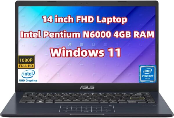 NewASUS Business & Student Laptop 14 inch FHD Display Intel.Pentium N6000 Processor 4GB Memory 64GB eMMC Webcam Wi-Fi HDMI USB-C Touchpad up to 10 Hrs Long Battery Life Win 11 Home in S Mode Black - Image 2