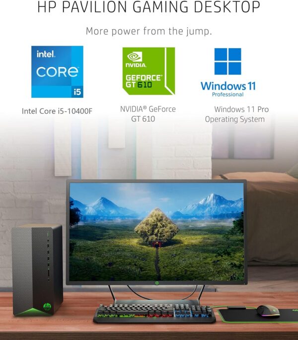 HP Pavilion Tower PC Desktop Computer, 16GB DDR4 RAM, 512GB PCIe SSD, Intel 6-Core i5-10400F (Beat i7-8700), GeForce GT 610 2GB, WiFi Adapter, RJ45, Type-C, HDMI, KB and Mouse, Windows 11 Pro, WE/PGPY - Image 5