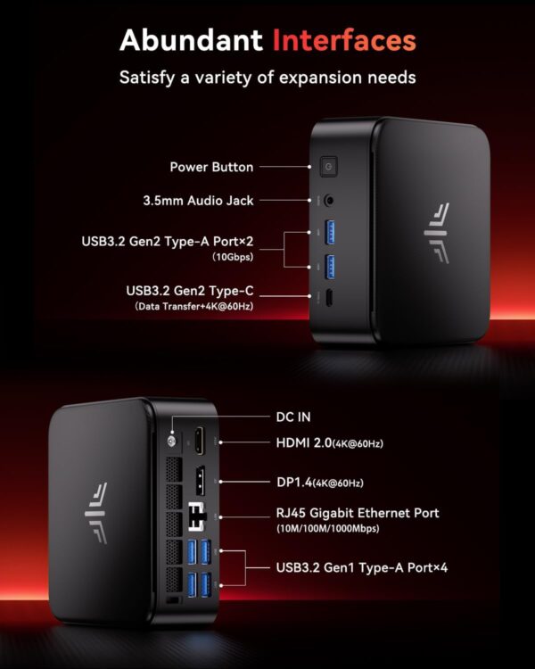 KAMRUI Mini Gaming PC, E3B 16GB RAM 512GB SSD Mini PC AMD Ryzen 5 7430U Micro Desktop Computers (Max 4.3GHz,6C/12T, Beat 5650U), Small Computer Support WiFi 6, BT5.2, Triple Display for Office Home - Image 5